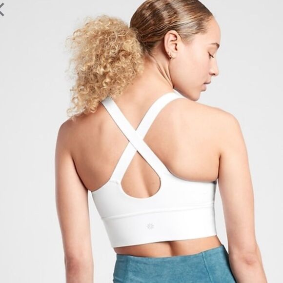 NWT Athleta A-C Warrior Longline Bra White Large - Picture 3 of 4